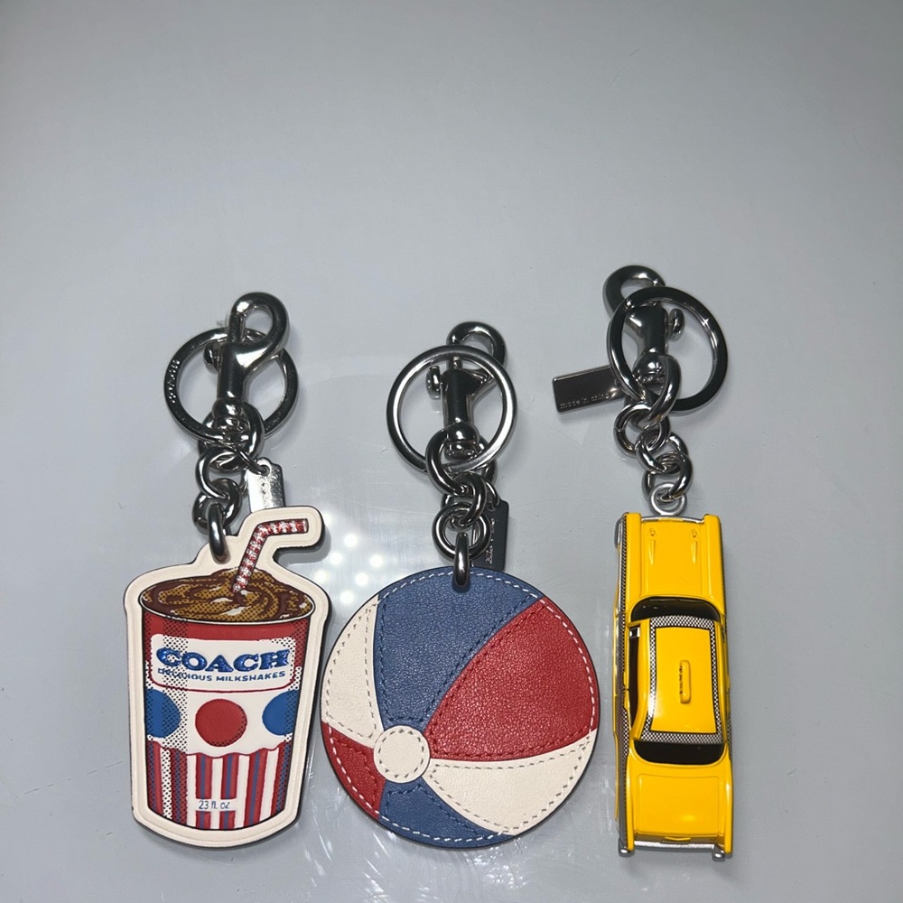 COACH Kids' Charm Keychain Trio in Red, Blue, White & Yellow - Picture 5 of 8